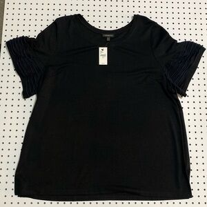 Lane Bryant Black Top with Textured Sleeves